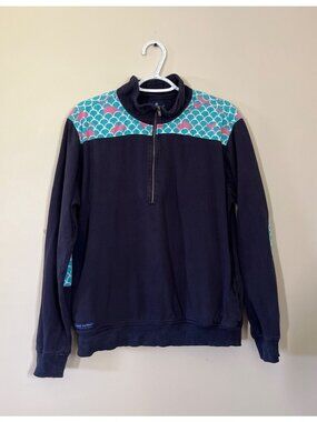 Simply Southern Womens Medium Navy Blue Quarter Zip Pullover Colorblock